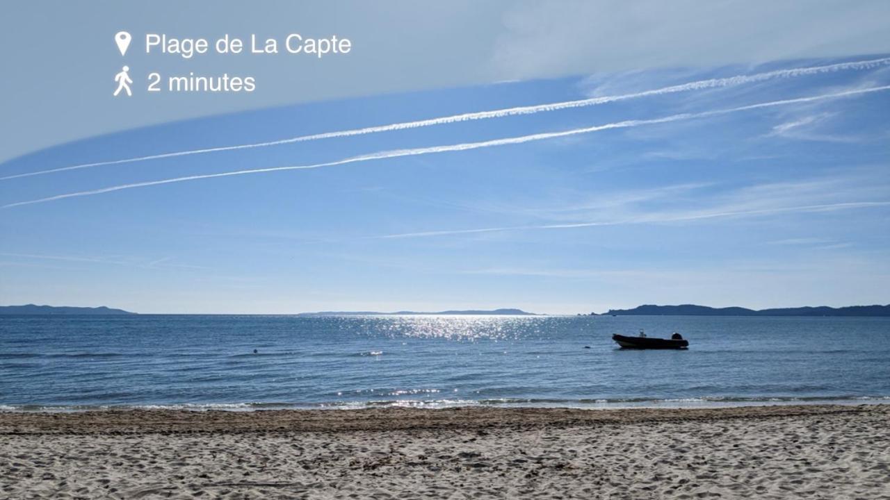 L'Instant Plage - Vue Mer - Bord De Plage - La Capte - Cote D'Azur Hyeres Ngoại thất bức ảnh